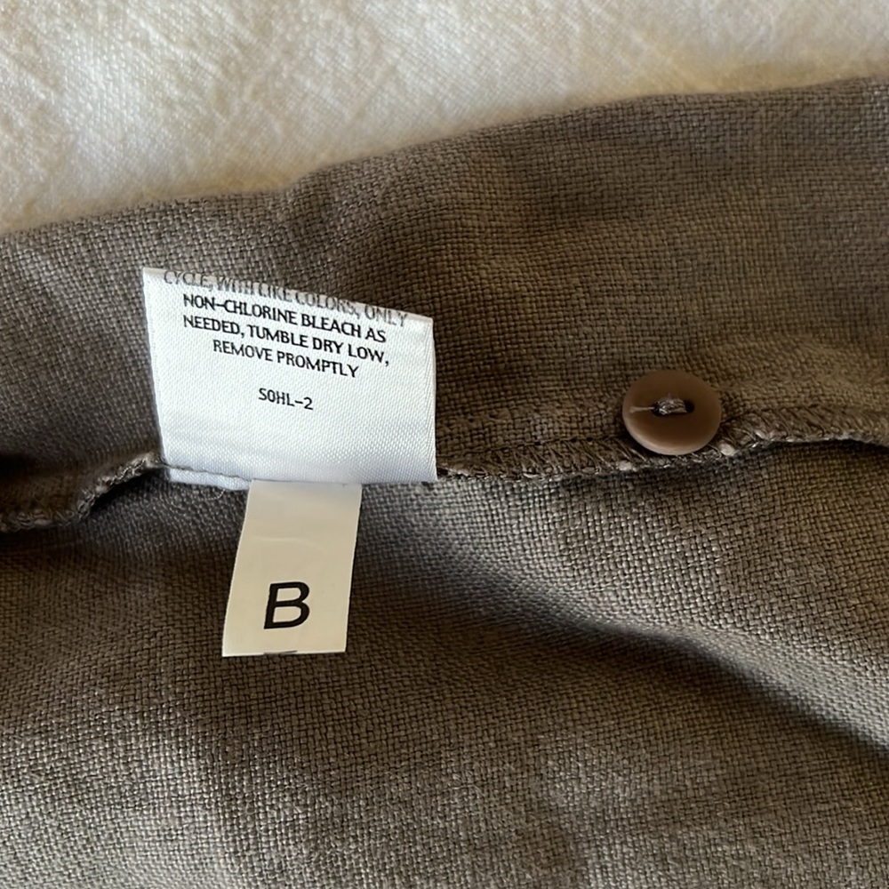 Eileen Fisher Medium Linen Taupe Side-Zip Pants - Picture 8 of 11